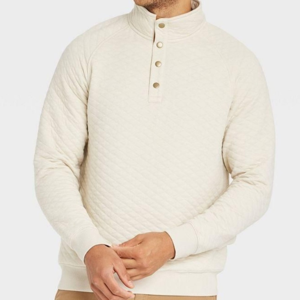 Goodfellow & Co Men’s Beige Quilted Turtleneck Sweater